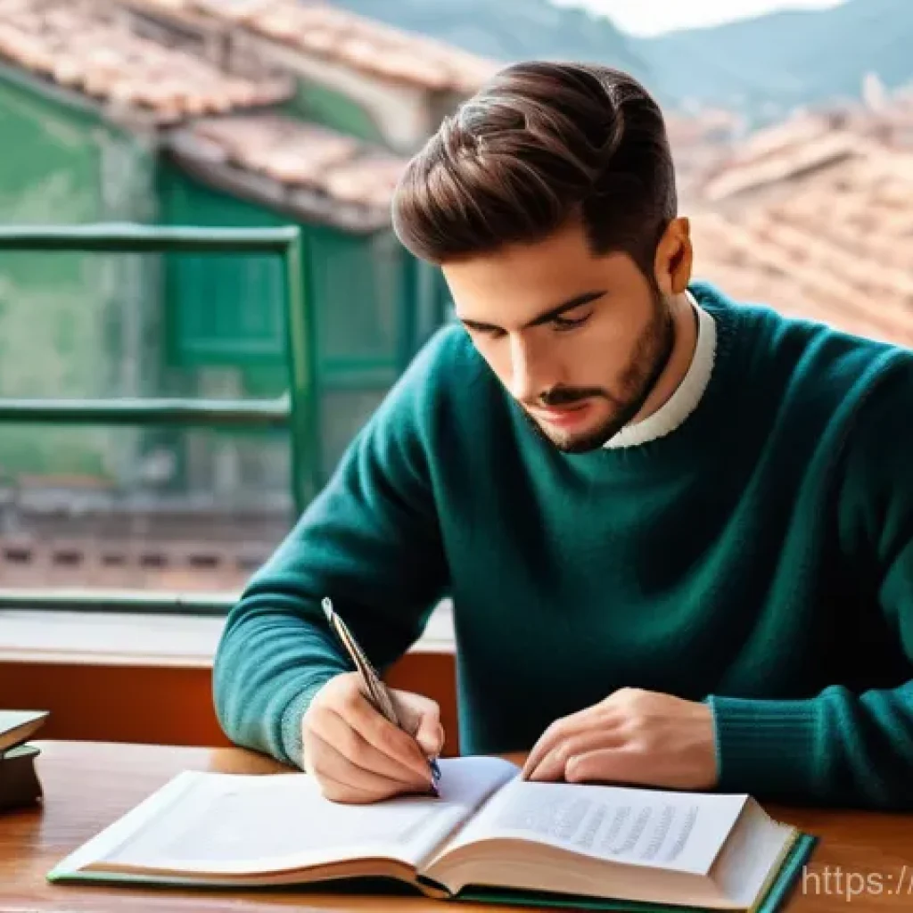 공인노무사 학습에서 자주 하는 실수 - **Prompt: "A focused Italian law student, approximately 25 years old, male, meticulously organizing ...