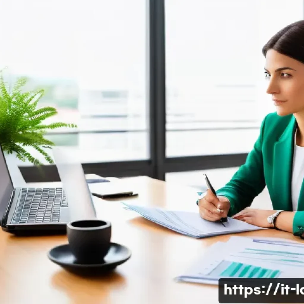 노무사로서의 직무 스트레스 관리 - **Prompt:** A mid-career female "Consulente del Lavoro" (Labor Consultant) in a bright, modern Itali...
