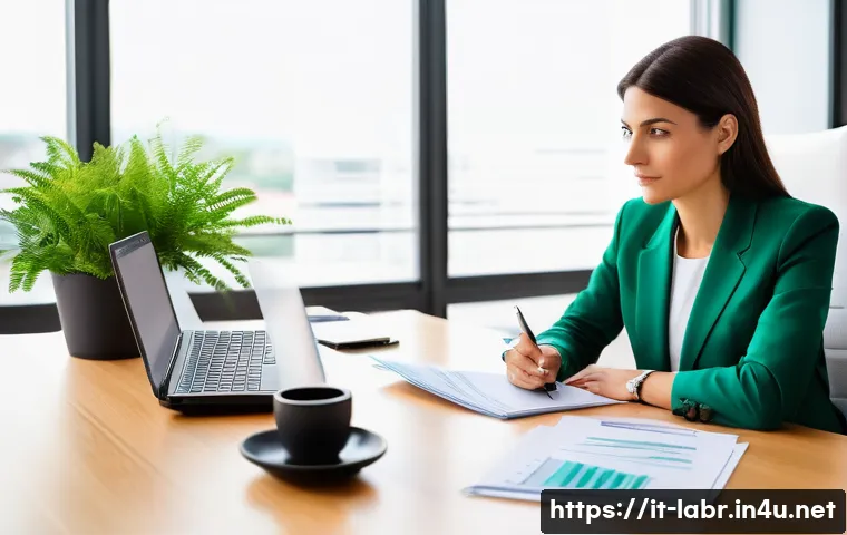 노무사로서의 직무 스트레스 관리 - **Prompt:** A mid-career female "Consulente del Lavoro" (Labor Consultant) in a bright, modern Itali...