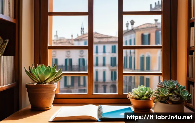 공인노무사 시험 합격을 위한 필수 팁 - A modern Italian home study room with a large wooden desk covered in neatly organized study material...