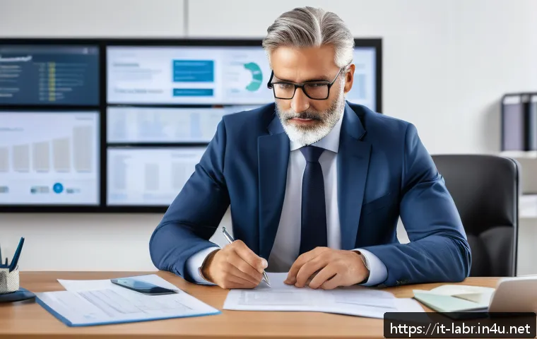 노무사로서의 전문성 강화 방법 - A professional Italian labor consultant in a modern office environment, surrounded by multiple digit...