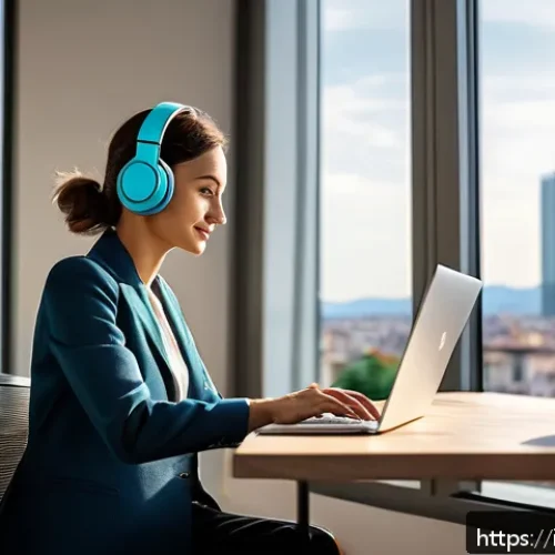 Home 17 노동법 변화와 시험 출제 예상 - A modern Italian office scene illustrating agile work from home: a professional woman in smart casua...